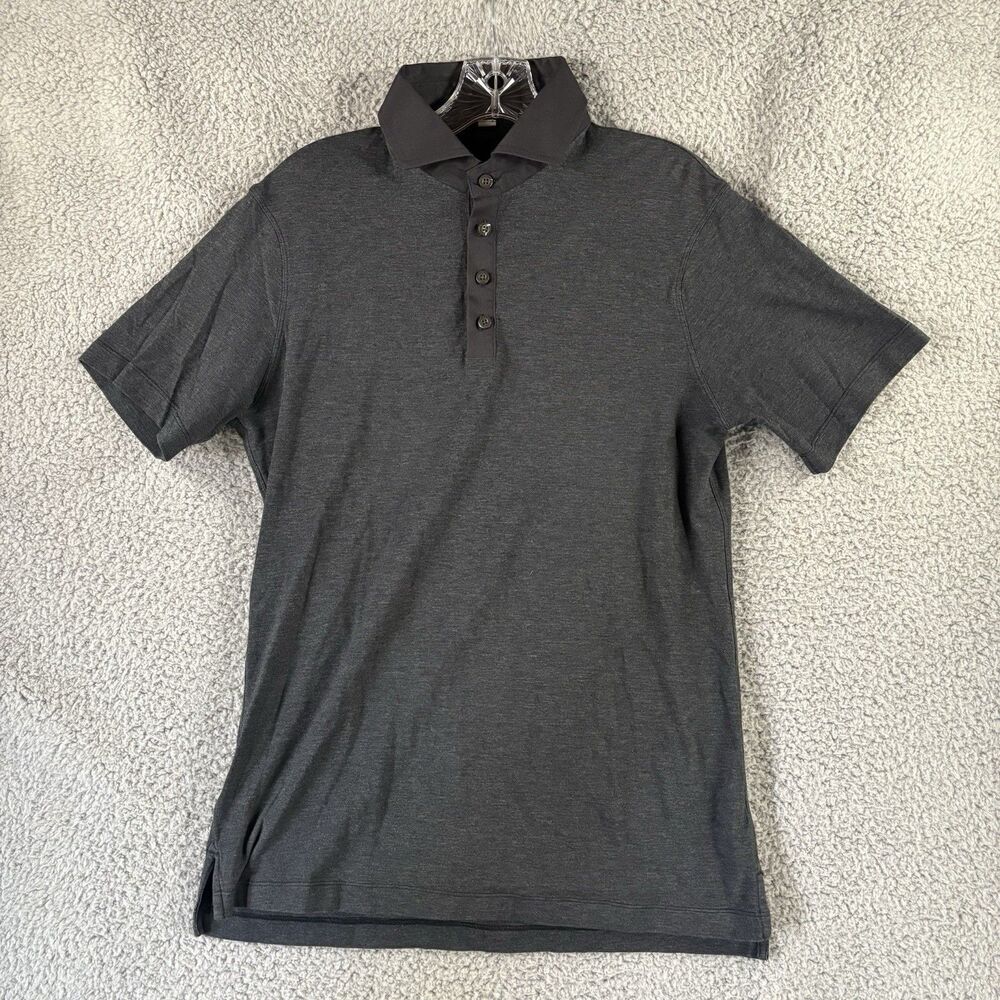 Lululemon Evolution Polo Mens Medium M Black Slim Fit 4-Way Stretch Wicking
